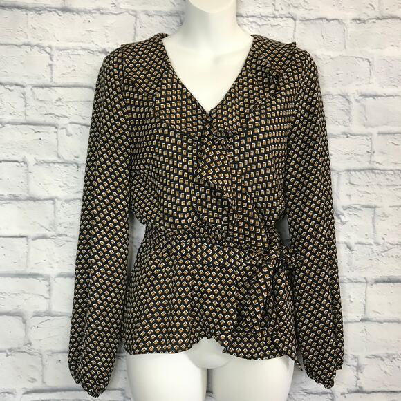 MAX STUDIO Ruffled Square Print Blouse - Picture 9 of 9